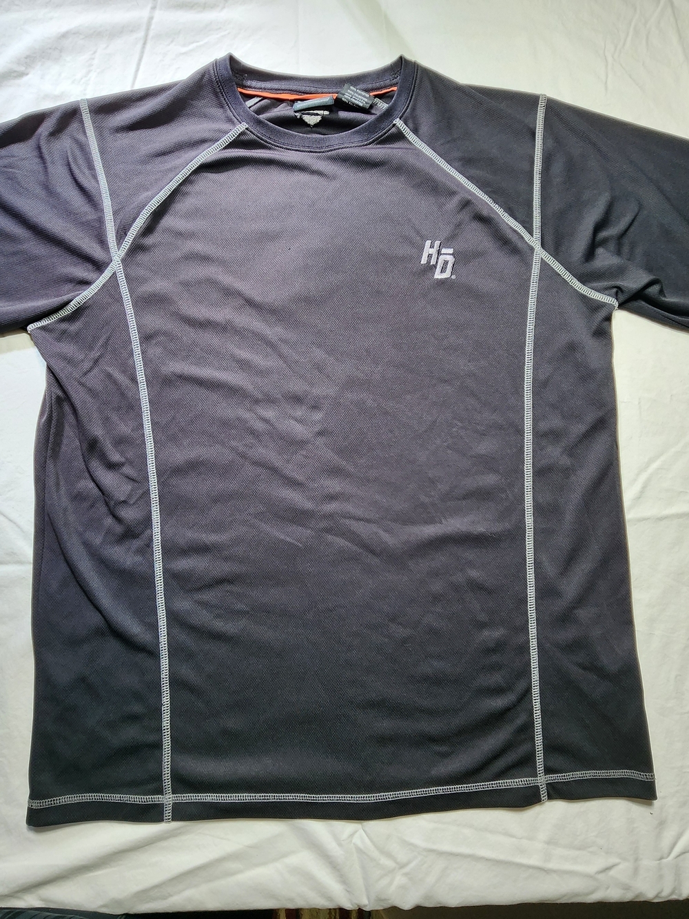 Harley-Davidson Black Short-Sleeve Performance Tee with Gray Stitching